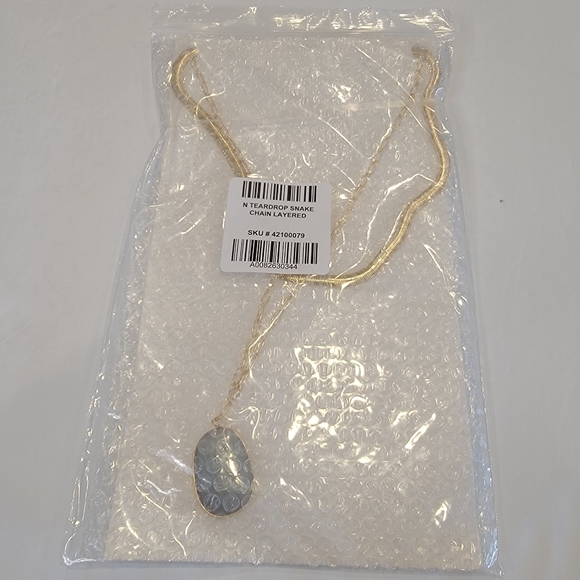 Oval Pendant Sea Green Layered Necklace NEW! - Picture 4 of 5